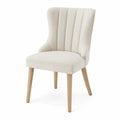 Chaise en bois et tissu bouclé crème 80x50x60 cm