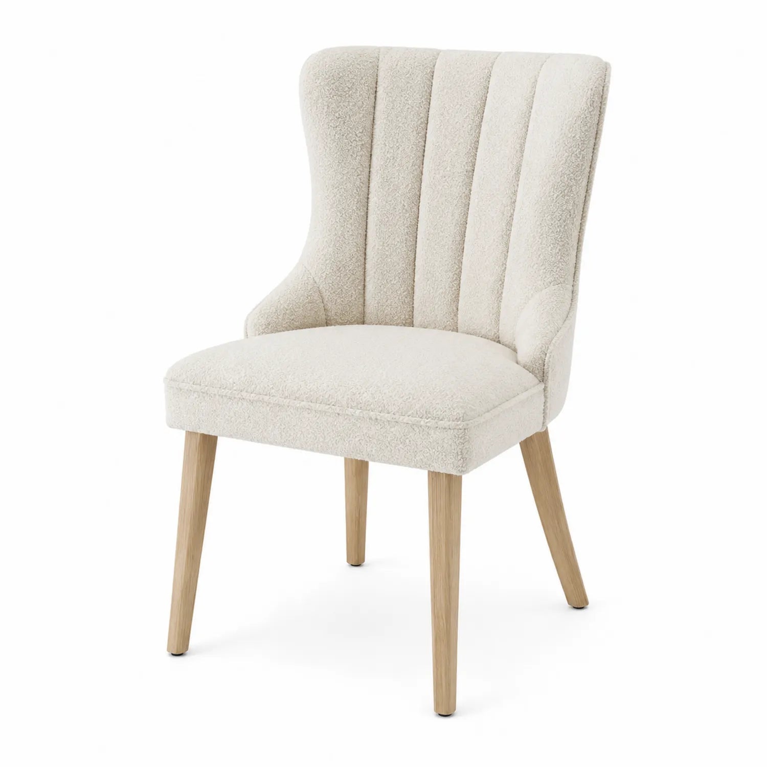 Chaise en bois et tissu bouclé crème 80x50x60 cm
