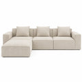 Canapé d'angle modulable en bois et tissu lin Beige