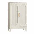 Buffet 2 portes en bois avec poignées métalliques Blanc Crème