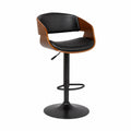 Chaise de bar pivotante réglable en bois et cuir PU Noir
