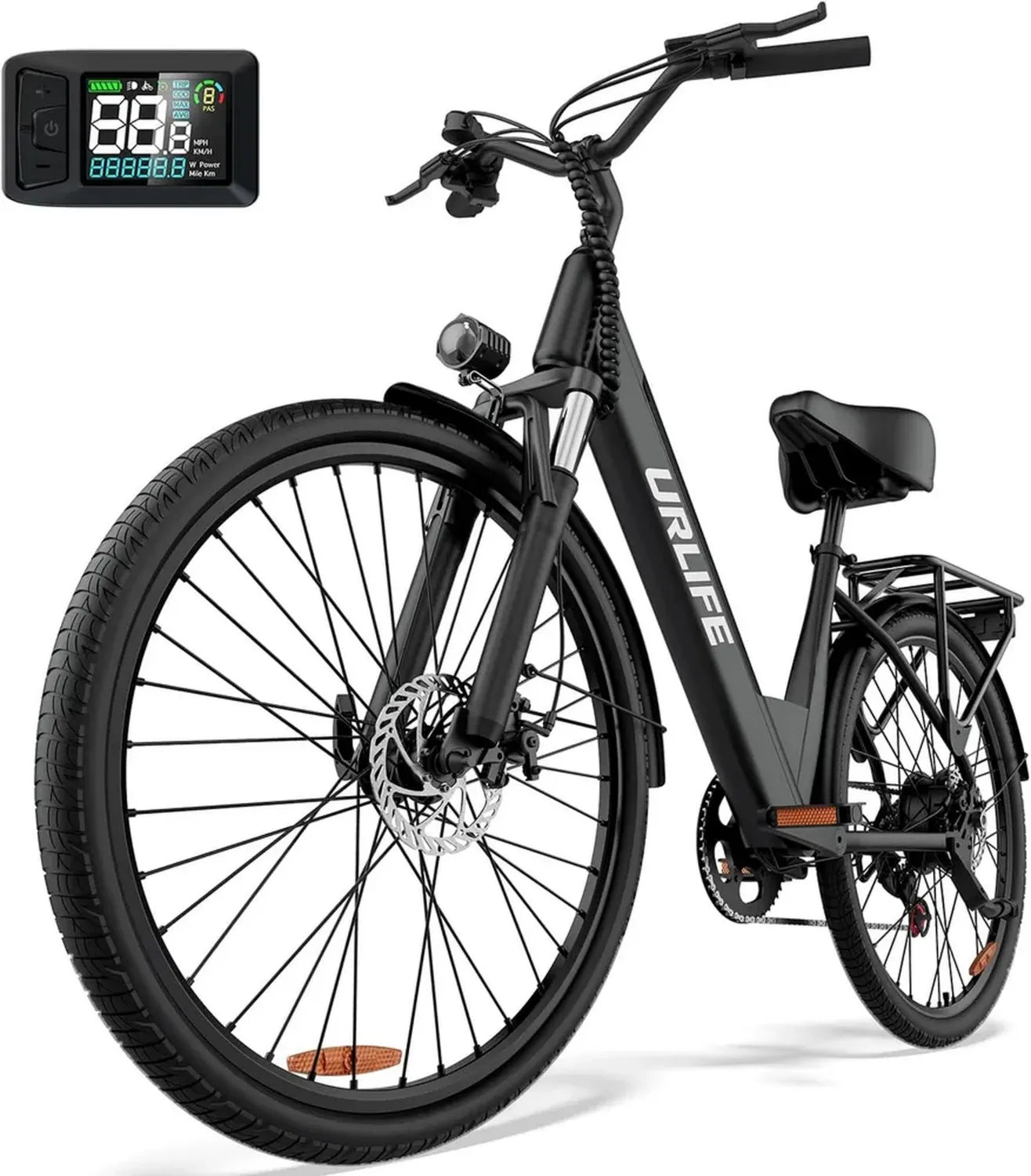 Vélo Électrique 26' pour Adultes, Moteur 250W, Batterie Amovible, VTT 7 Vitesses