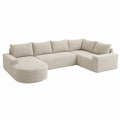 Canapé d'angle en tissu côtelé beige