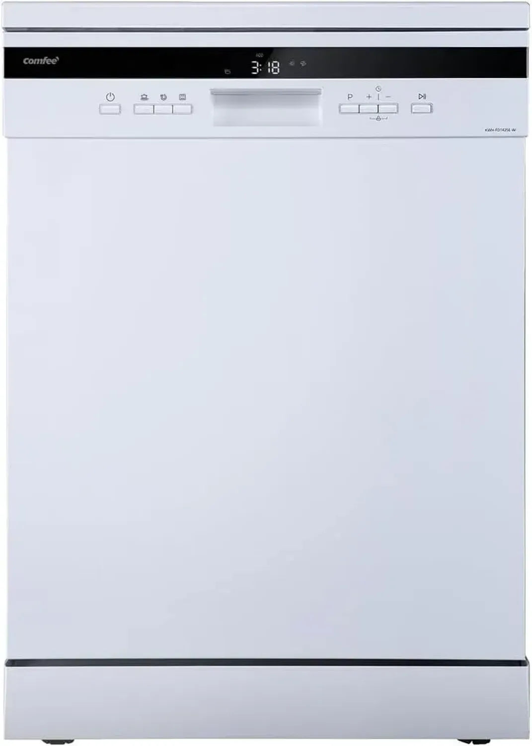 Lave-vaisselle COMFEE' FD1435E-X 14 couverts, silencieux 44 dB, écran LED, départ différé, demi-charge, supports ajustables, blanc
