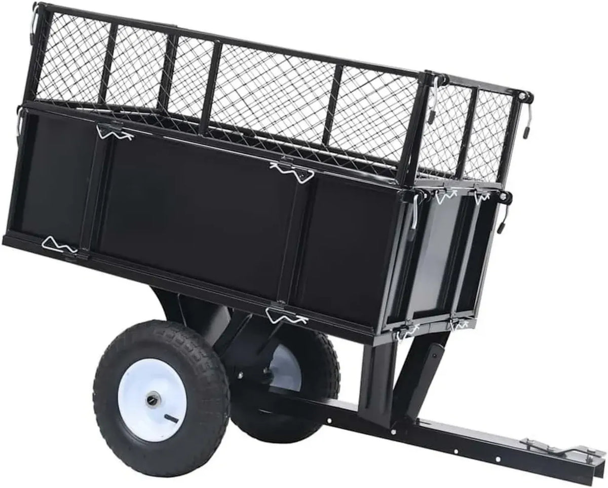 Chariot de Jardin Basculant 150 kg pour Tondeuse et Travaux Extérieurs