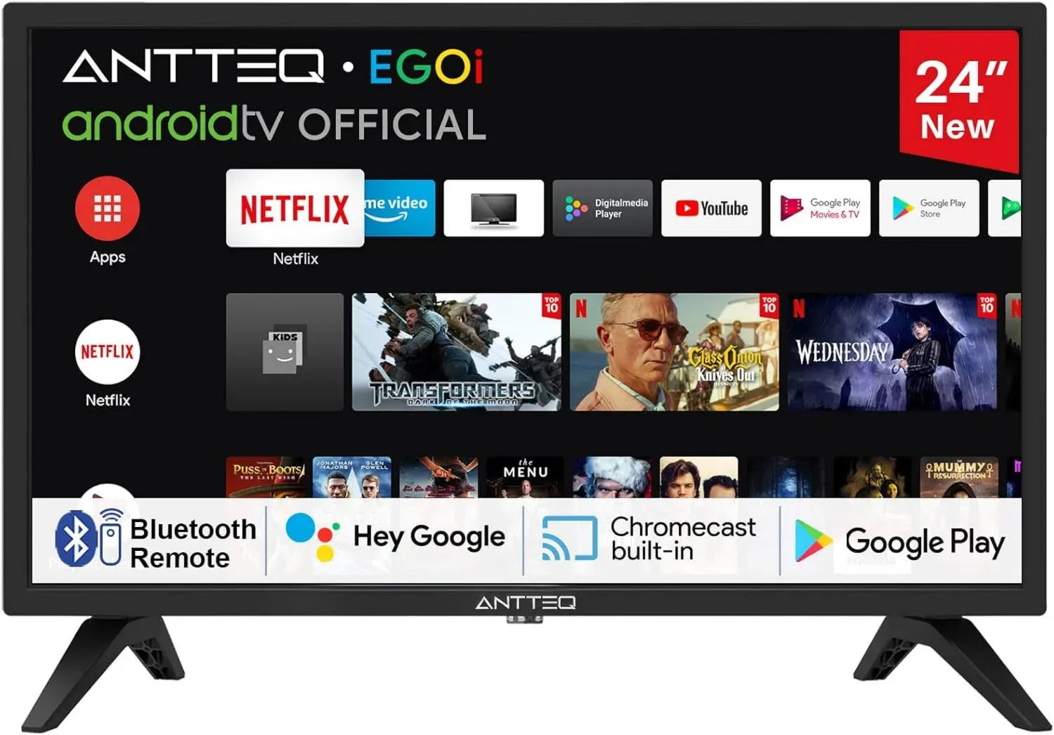 Téléviseur Android Antteq 24' HD avec Assistant Vocal et WiFi