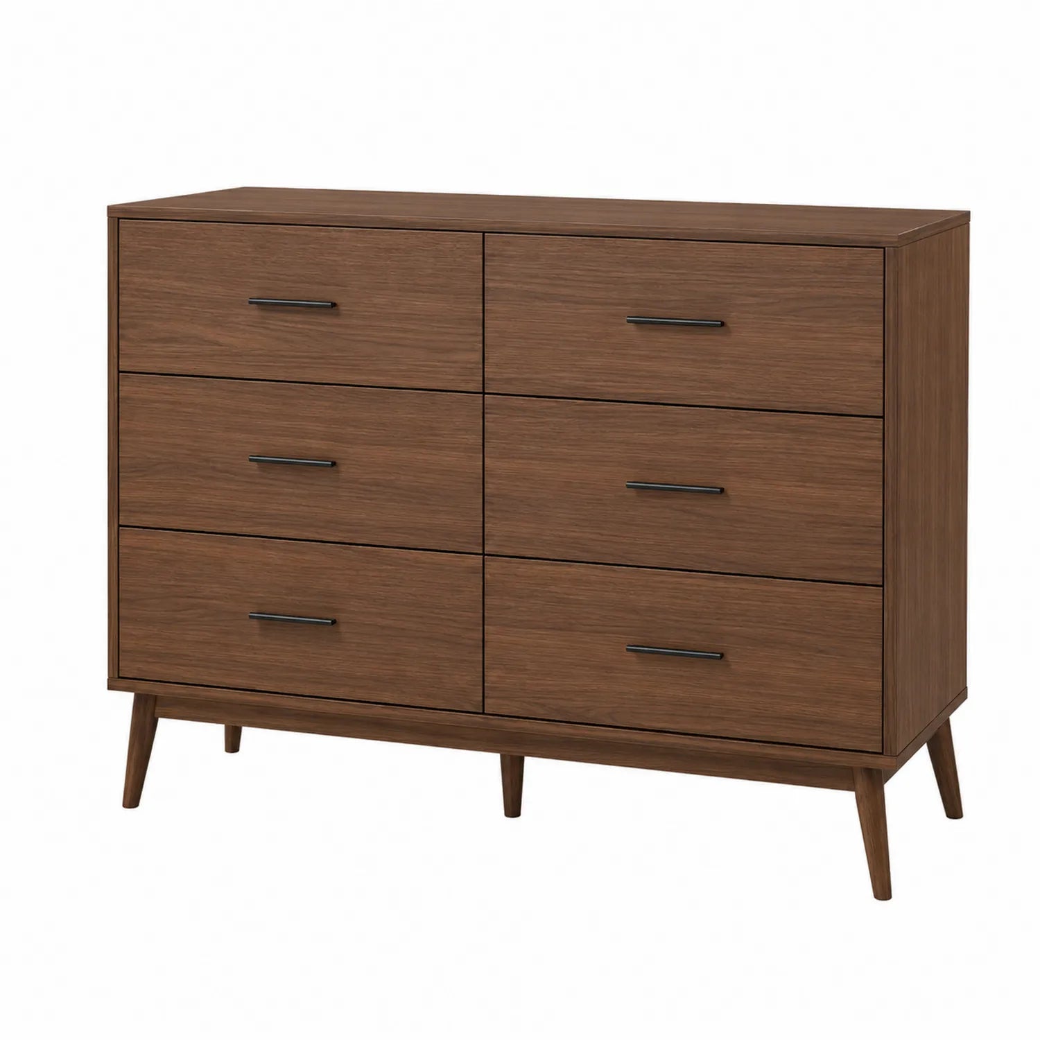 Commode en bois 6 tiroirs en marron