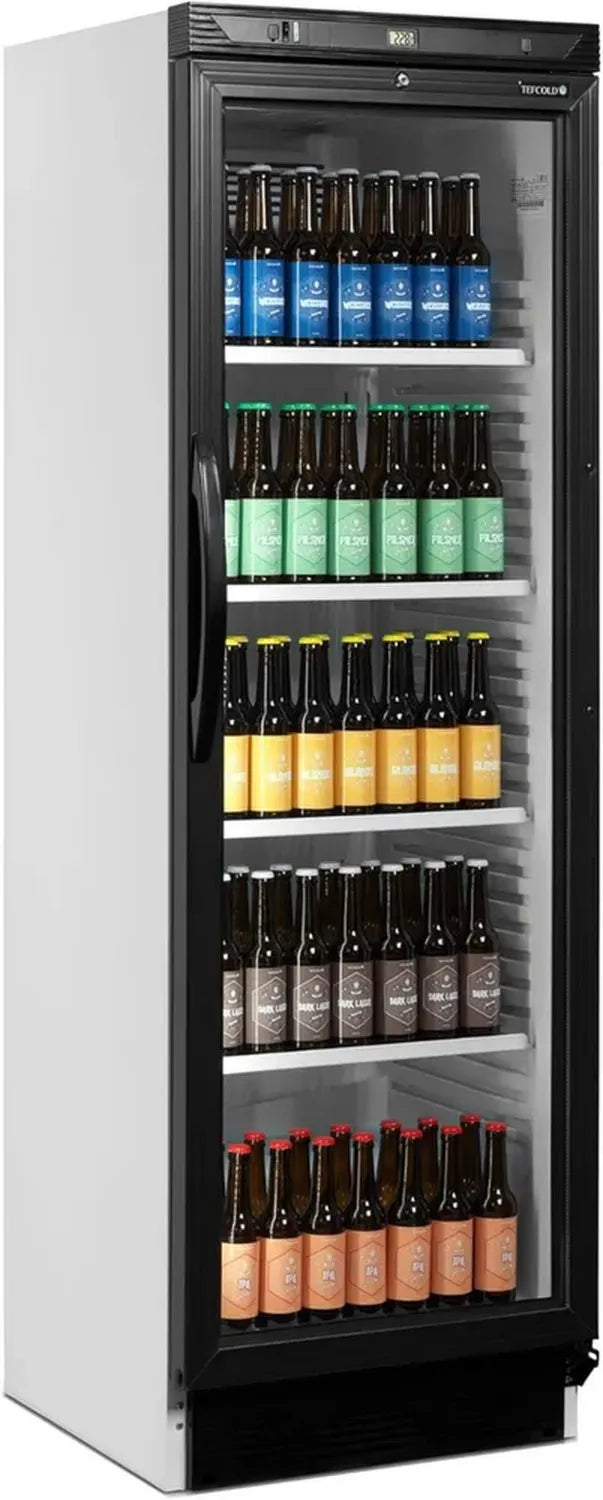 Armoire à Boissons 372L avec Porte Vitrée et Éclairage LED, Température Réglable 2-10°C, Blanc