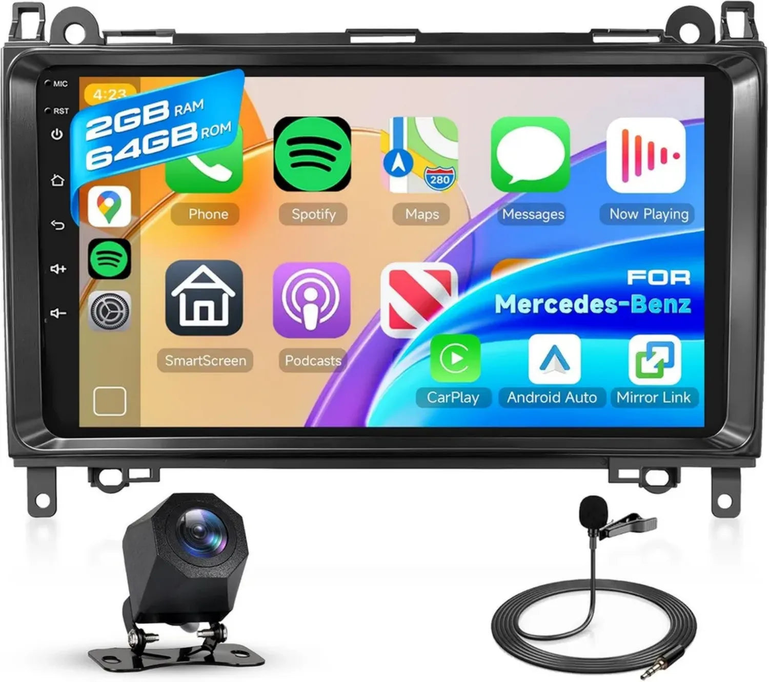 Autoradio Android 2GB+64GB pour Mercedes-Benz Classe B et Vito - Écran 7', Carplay & Android Auto Sans Fil