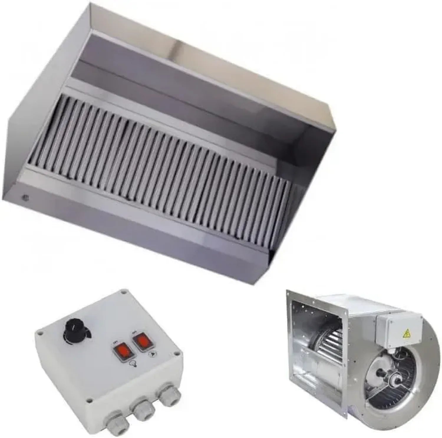 Hotte Murale en Inox avec Moteur Puissant et Variateur - Idéale pour Cuisine Professionnelle - Système d'Aspiration et de Filtration Efficace - Dimensions 1500x900 mm