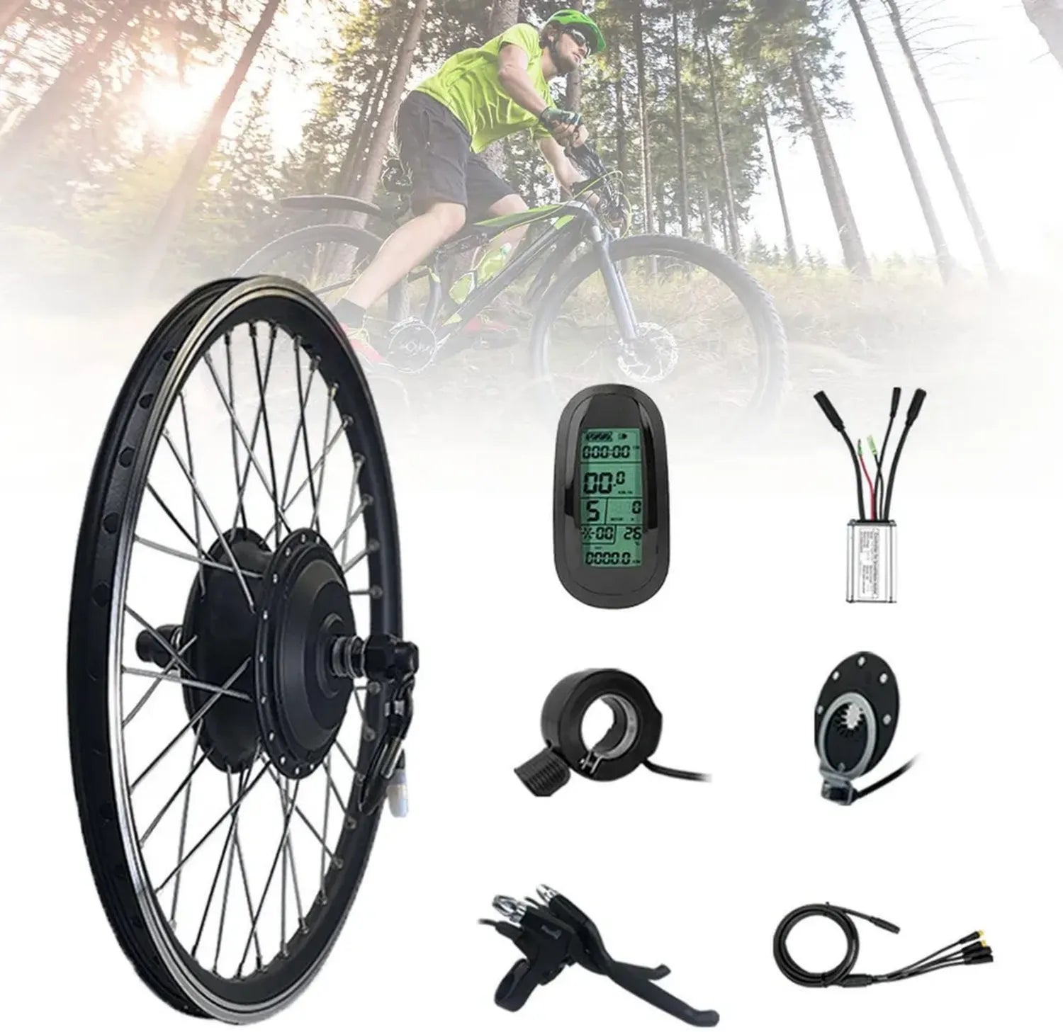 Ensemble de Conversion Vélo Électrique 48V 250W, Roue Avant Étanche, Tailles Multiples