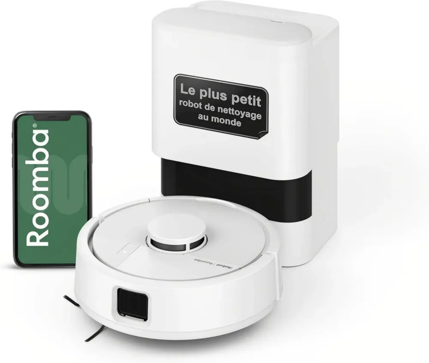 Aspirateur Robot Roomba Mini avec Laveur et Base Auto-Vidage, Blanc
