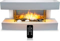 Cheminée Électrique 2000W avec Effet Flamme LED et Télécommande - Radiateur Blanc 230V