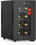 Cave à Vin 8 Bouteilles, Réfrigérateur Silencieux 23L avec Écran Tactile et Éclairage LED, Design Compact Miroir