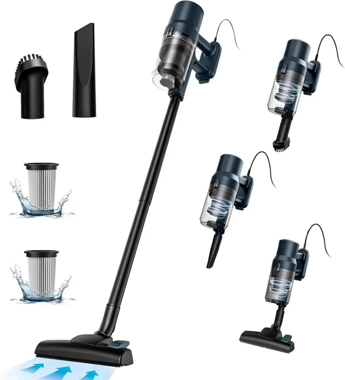Aspirateur Balai Filaire Puissant 21KPa, 6 en 1 avec Filtre HEPA et Grande Capacité 1.2L