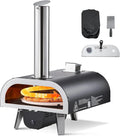 Four à Pizza Portable Extérieur 30 cm, à Granulés de Bois avec Thermomètre et Pivot Électrique, Pierre à Pizza et Accessoires Complets