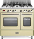 Cuisinière Gaz-Électrique Crème 90cm - 5 Feux, Four Intégré