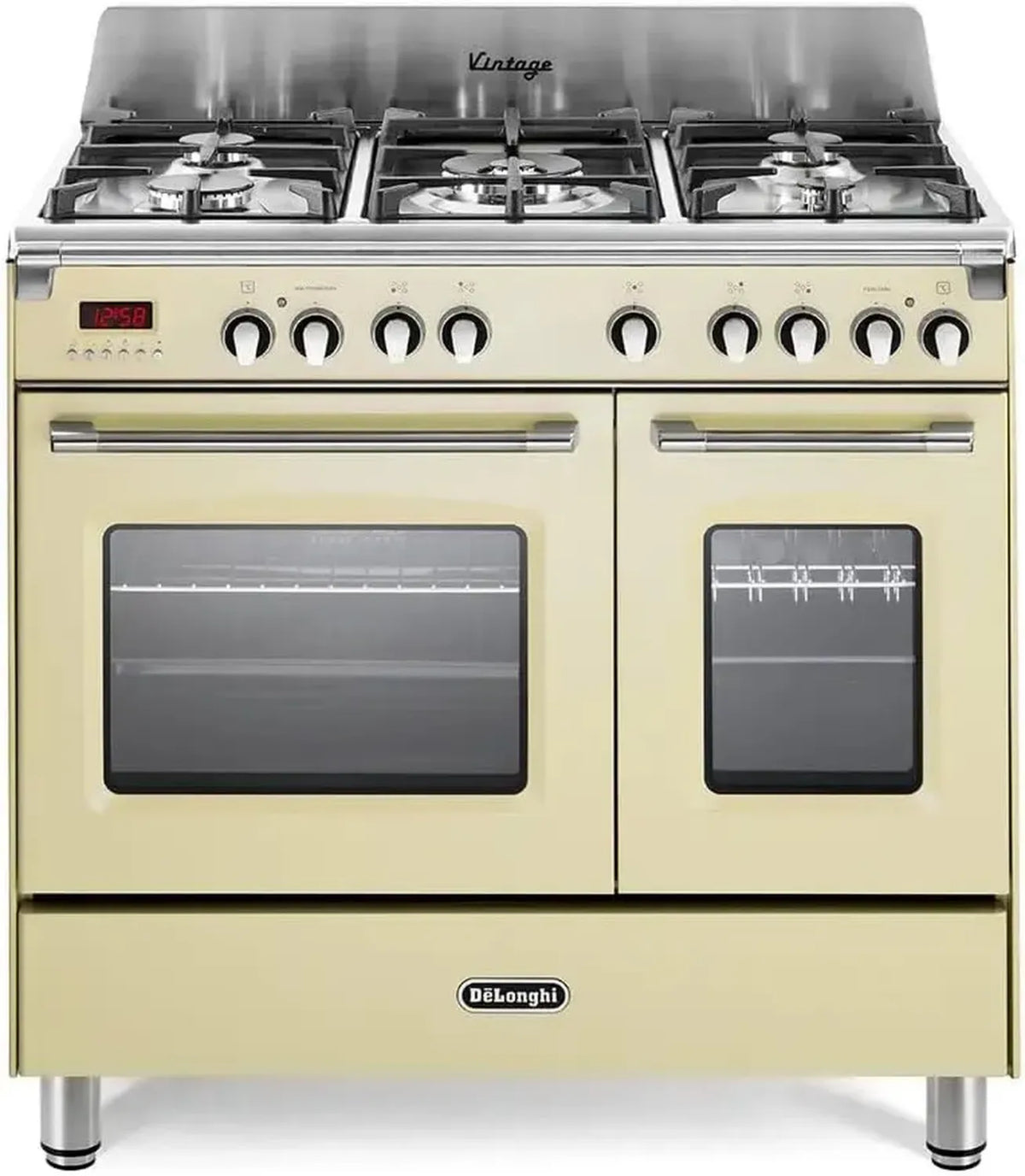 Cuisinière Gaz-Électrique Crème 90cm - 5 Feux, Four Intégré