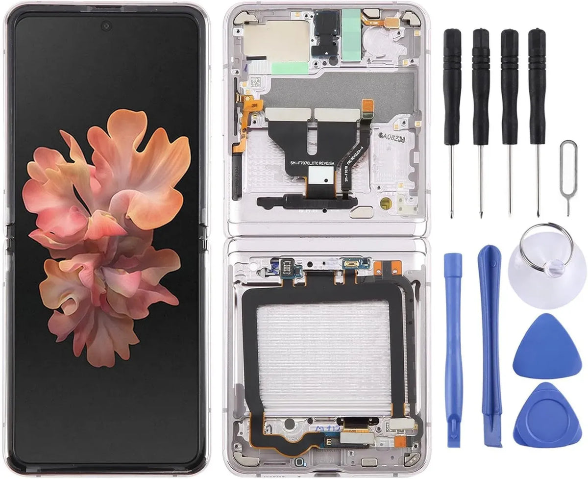 Écran LCD compatible Z Flip 5G SM-F707 avec cadre et kits de réparation - Doré