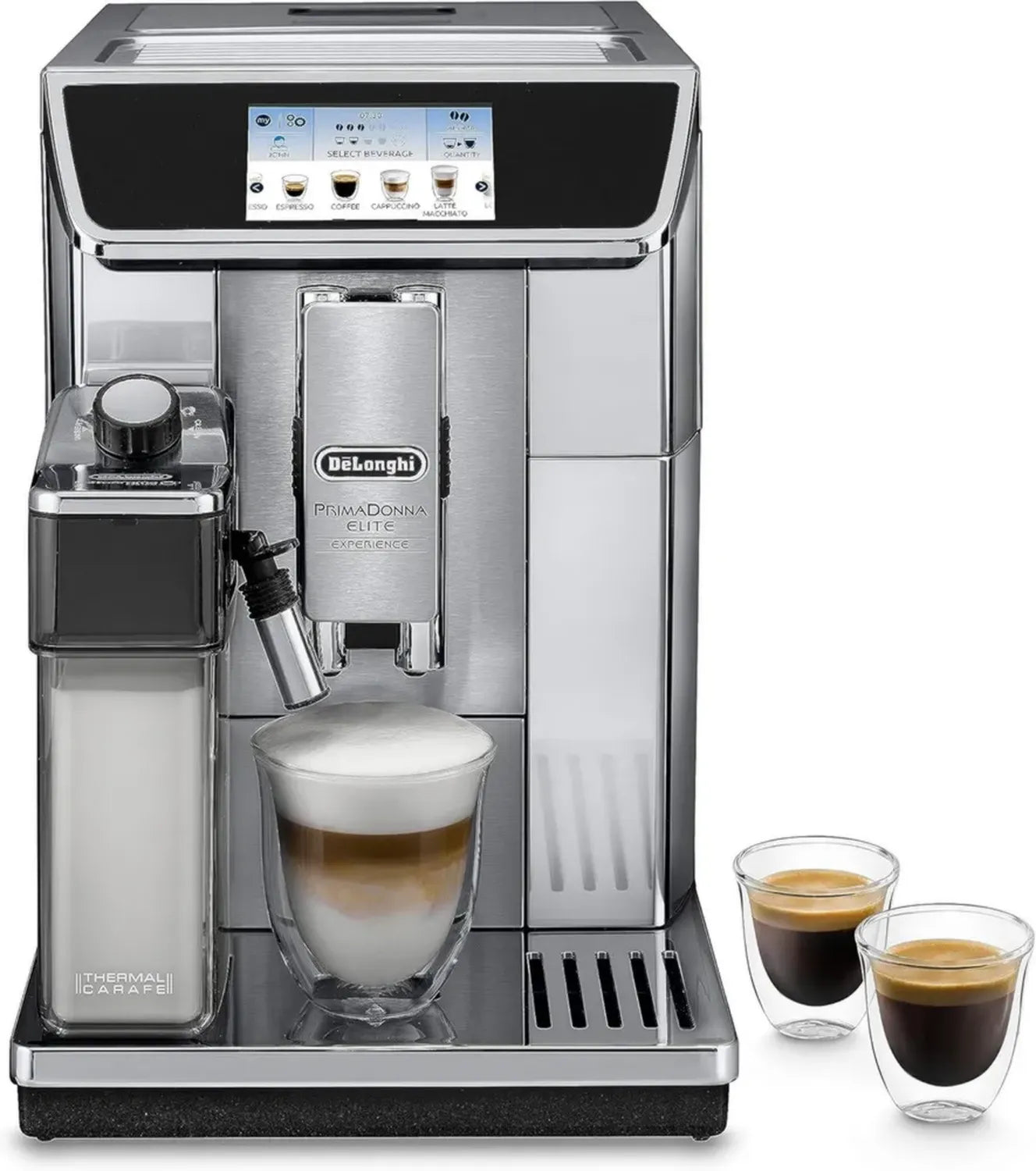 Machine à Expresso Automatique De'Longhi PrimaDonna Elite, Métallique et Noire