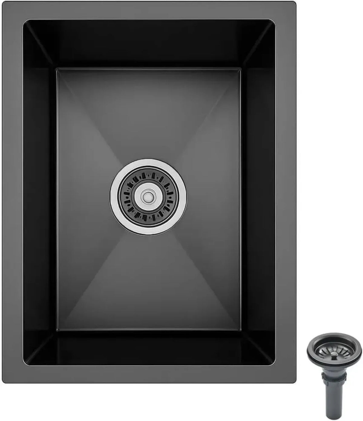 Évier de Cuisine Inox Noir 45x40 cm avec Égouttoir - Compact et Fonctionnel