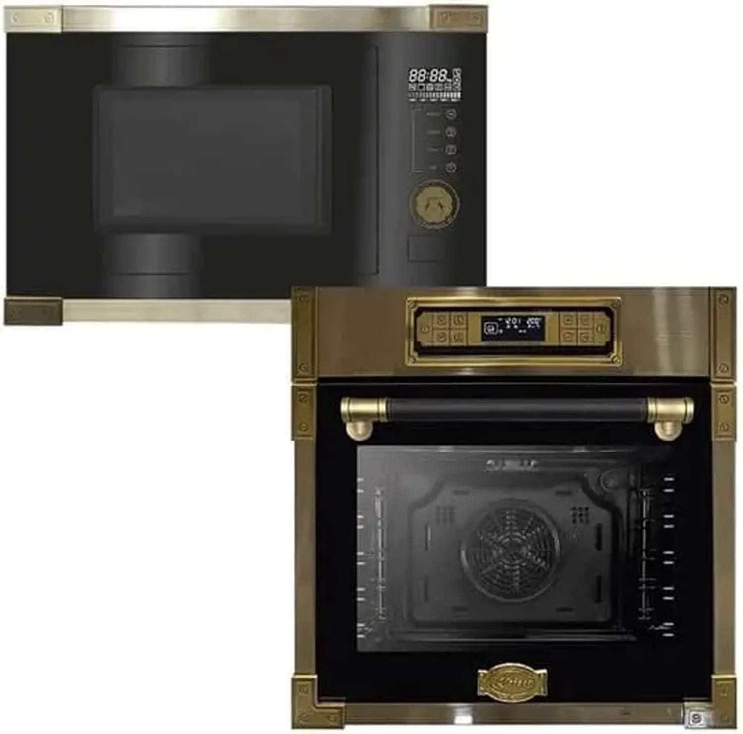 Four encastrable rétro 80L + Micro-ondes multifonction encastrable Kaiser Noir 25L