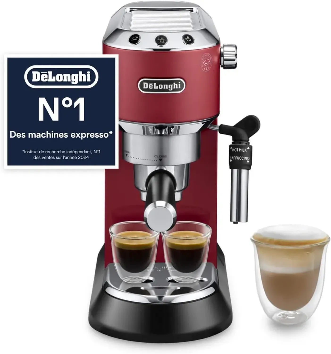Machine à Espresso De'Longhi Dedica Style EC685.R avec réservoir de 1,3L, rouge