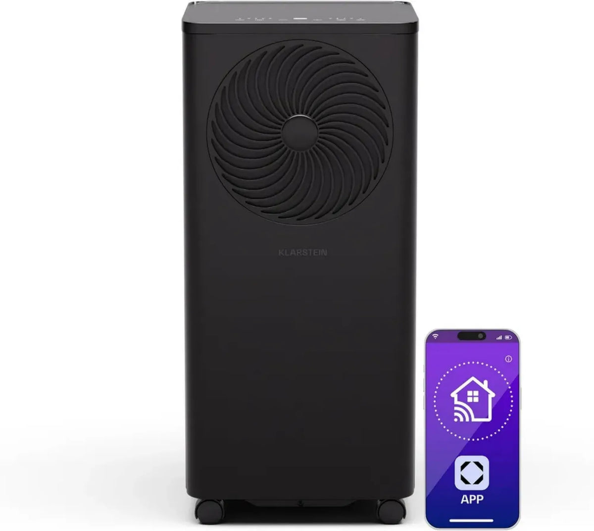 Climatiseur Mobile KLARSTEIN Aero Ring 7,000 BTU - Refroidissement, Déshumidification, Ventilation 3-en-1, Compatible App & Voix, Jusqu'à 25 m², Écologique R290, Noir