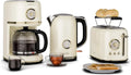 Ensemble Petit-Déjeuner Rétro Klarstein Victoria - Grille-Pain à 2 Fentes, Bouilloire 1,7L et Cafetière 12 Tasses, Crème