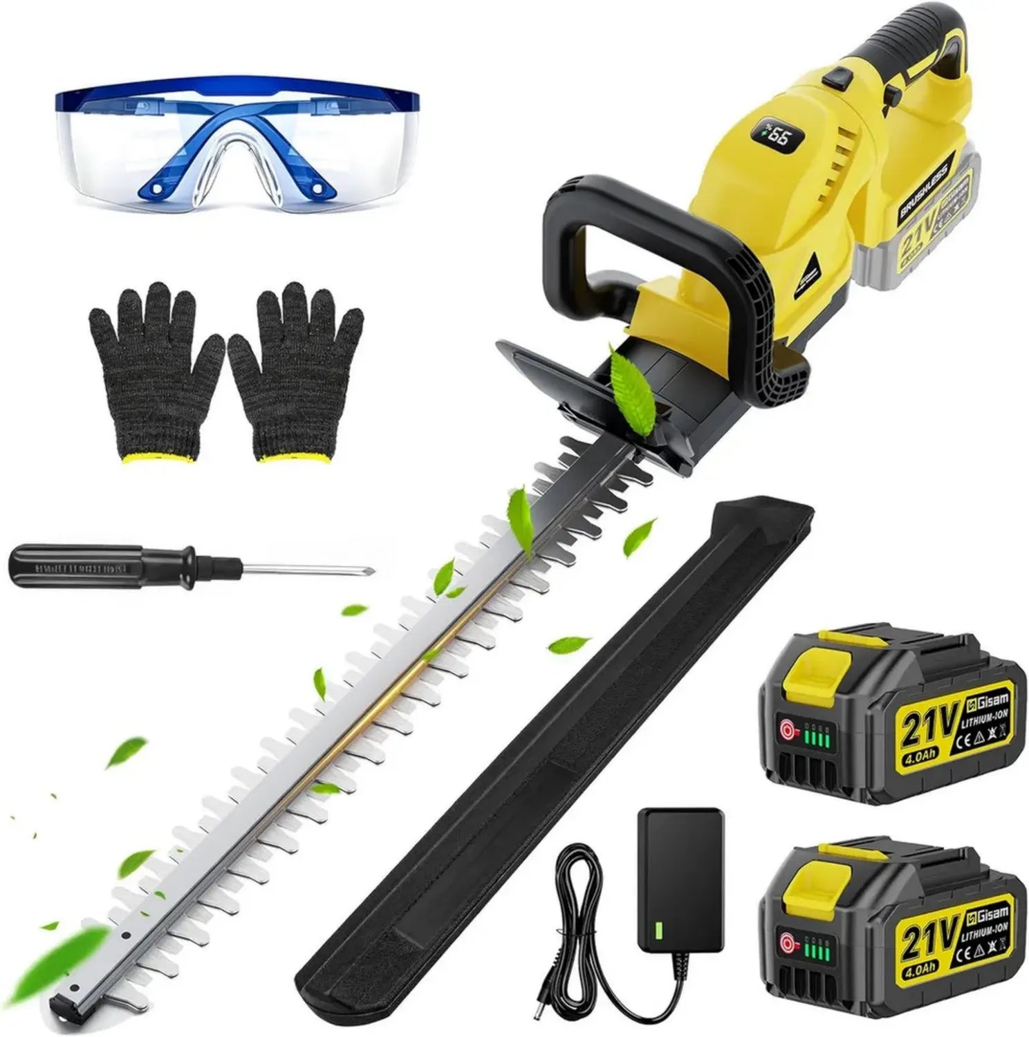Taille-Haie Sans Fil 3000 W, Lames Sk5 Double Action, 2 Batteries 4,0 Ah, Coupe 16 mm, Poignée Pivotante 180°
