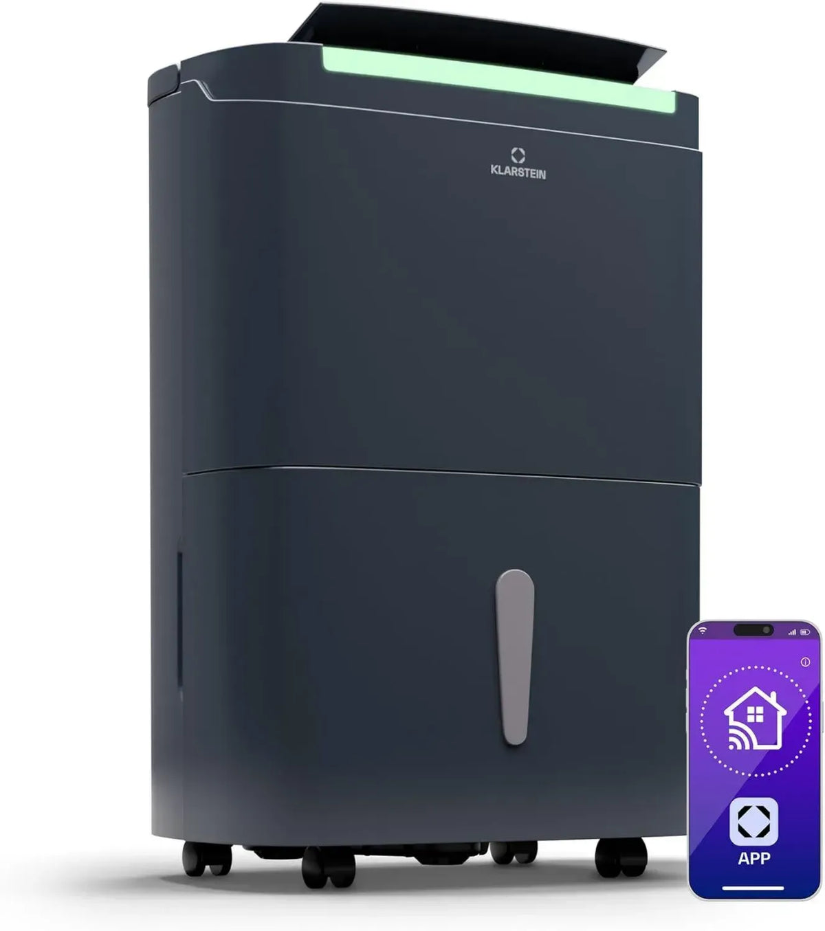 Déshumidificateur Intelligent 50L avec Wi-Fi et Minuterie, Silencieux et Portable pour Grandes Pièces, Anthracite
