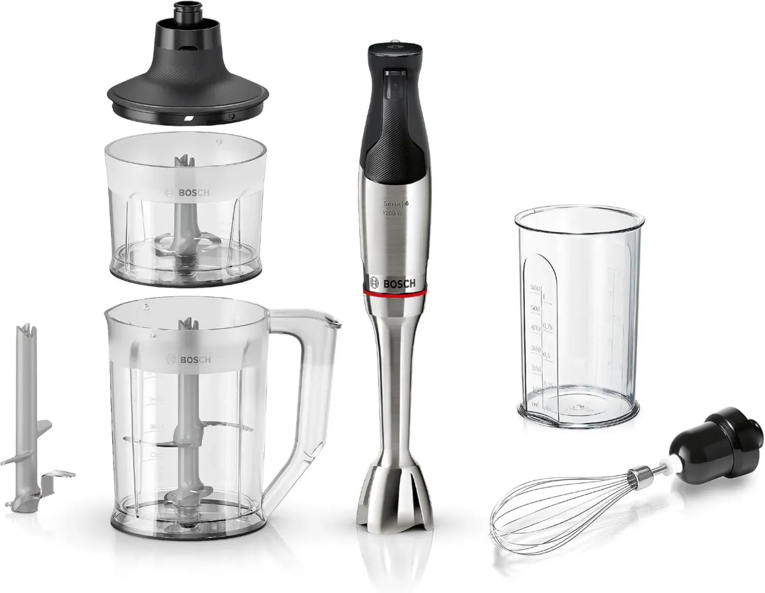 Mixeur Plongeant Bosch ErgoMaster Série 6, 1000W, QuattroBlade Pro, Vitesse Variable, Accessoires Inclus
