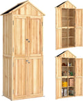 Abri de Jardin en Bois avec Toit en Asphalte et Étagères Ajustables - Outsunny, 190cm, 4 Portes